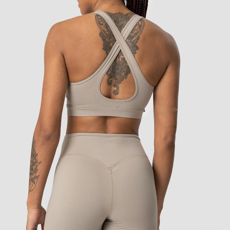 Athletic Fitness Push Up Cross Back Key Hole Custom Women Yoga Sports Bra detail pictures