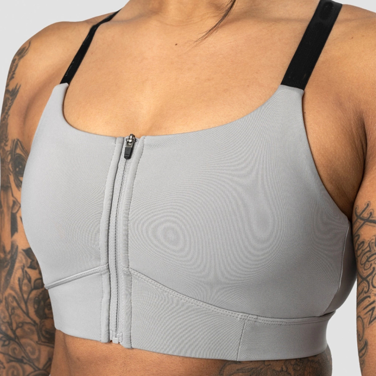 Athletic Custom Adjustable Straps Push Up Sports Bra Front Zipper Yoga Bra For Women detail pictures