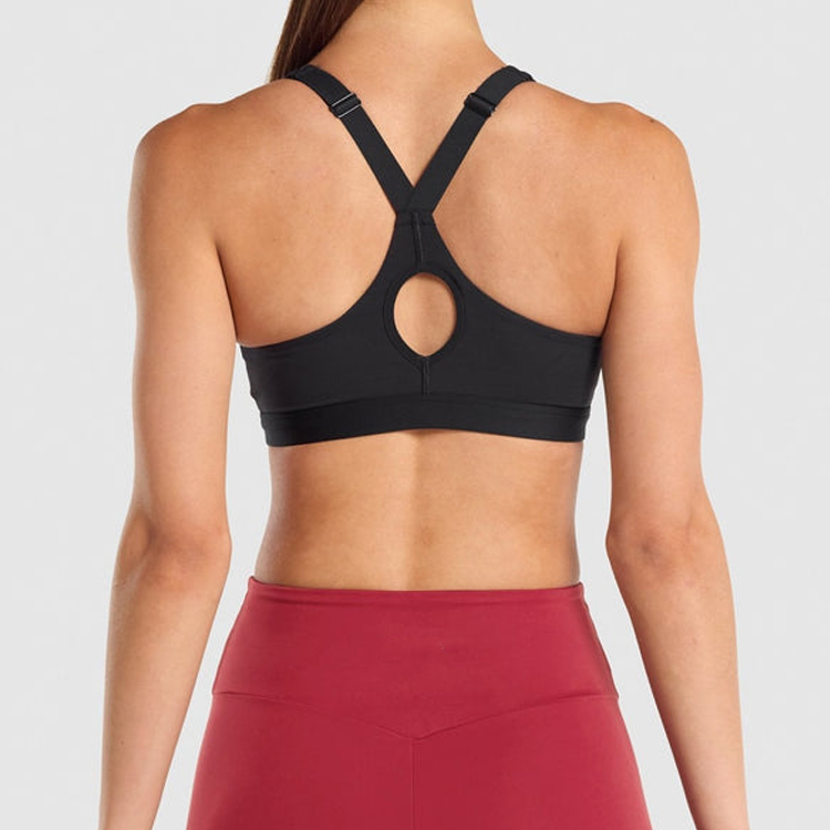 Custom Professional Gym Push Up Adjustable Straps Front Zipper Yoga Sports Bra For Women detail pictures