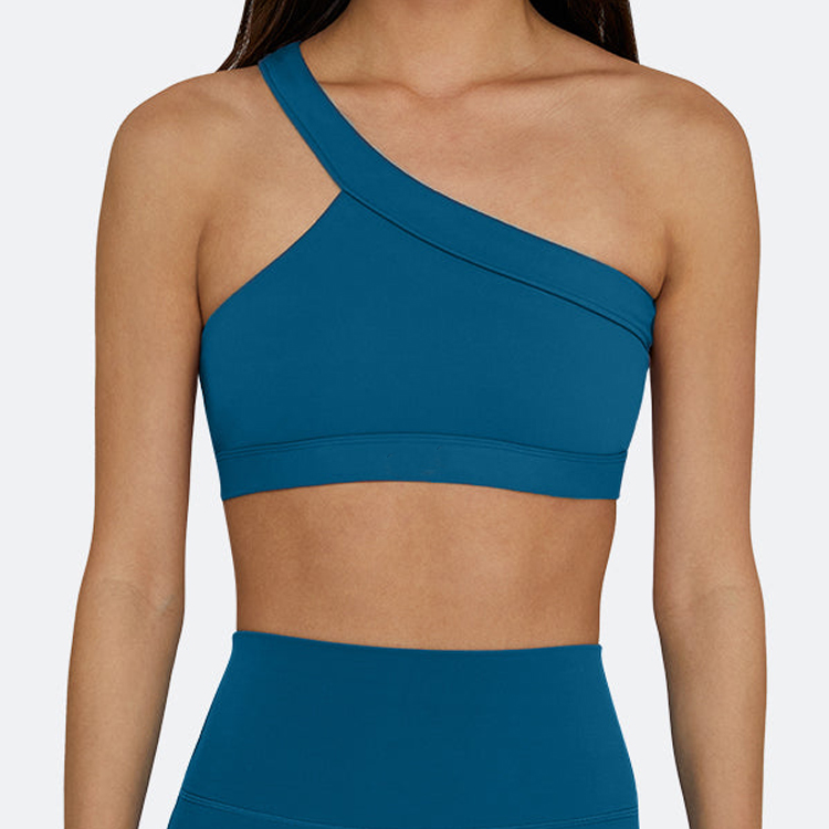 Wholesale Sexy Design High Stretch Custom Push Up One Shoulder Women Yoga Sports Bra