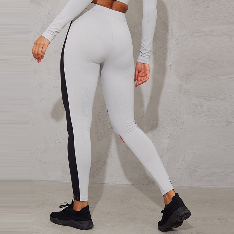 Four Way Stretch Contrast Piping Gym Leggings High Waist Yoga Tights For Women detail pictures