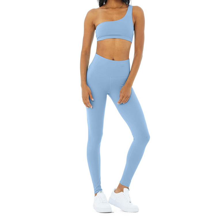 Hot Sell One Shoulder Sports Bra Workout High Waist Yoga Set Custom Printing For Women