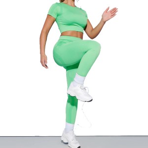 Wholesale Dealers of Yoga Vest -
 High Quality Sports Custom Two Pieces Athletic Fitness Women Crop Seamless Yoga Set – AIKA