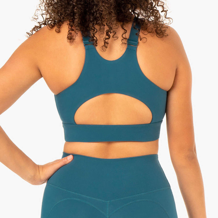 New Trendy Custom Back Key Hole High Impact Adjustable Strips Yoga Sports Bra For Women detail pictures