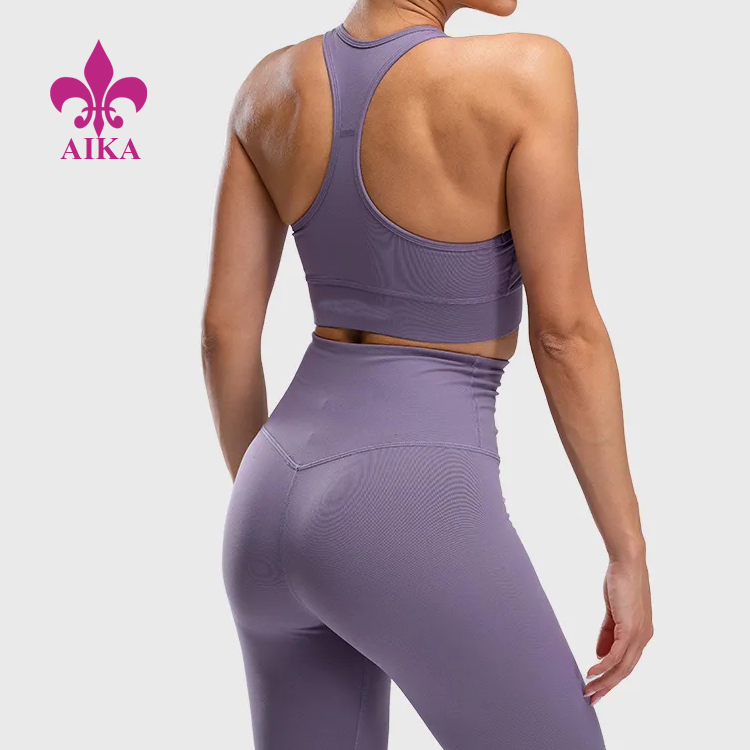 Factory Price High Quality Removable Padded Racer Back Custom Logo Women Yoga Sports Bra detail pictures