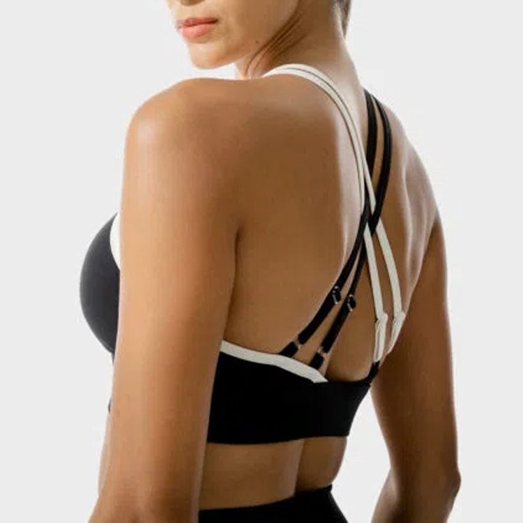 High Quality Keyhole Front Adjustable Straps Push Up Yoga Sports Bra For Women detail pictures