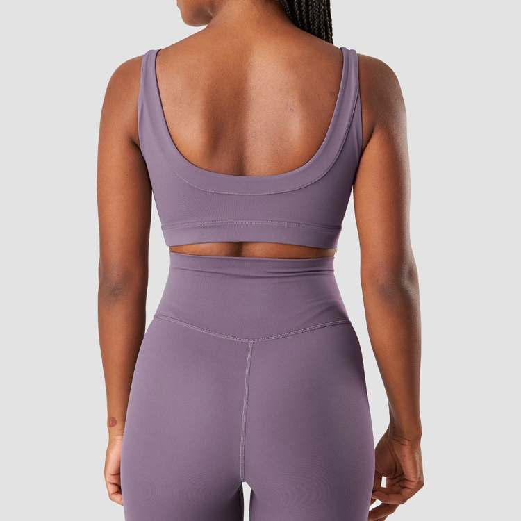 High Quality Four Way Stretch U Neck Design Custom Logo Women Sports Yoga Bra detail pictures