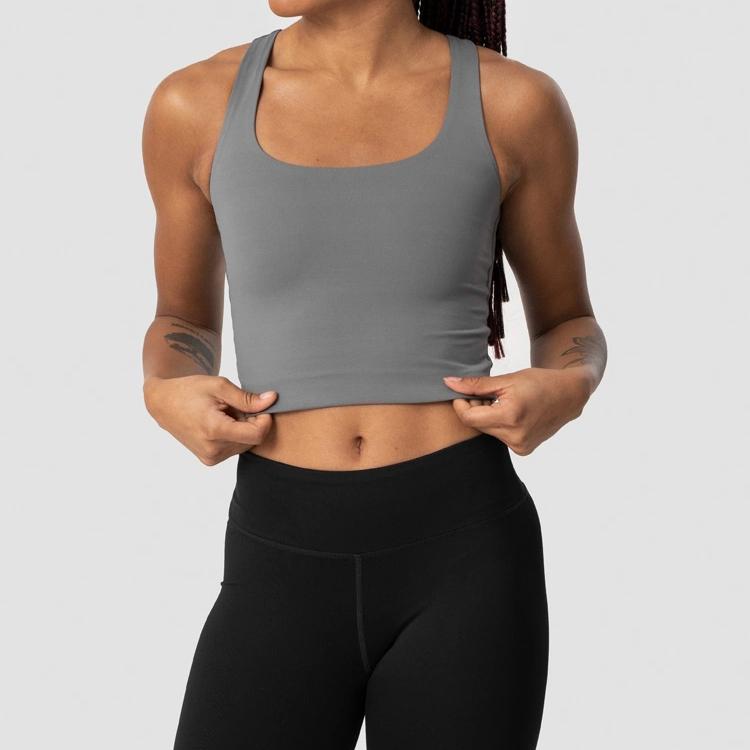 High Stretch Build In Padded Fitness Sports Bra Racer Back Crop Yoga Bra For Women detail pictures