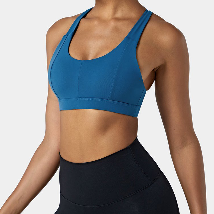 Ladies Four Way Stretch Nylon Custom Logo Y-Back Strap Yoga Sports Bra For Women detail pictures