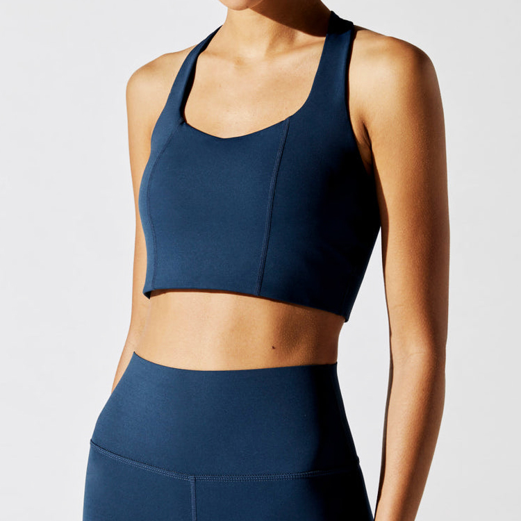 Breathable High Impact Sexy T Back V Neck Women Custom Padded Sports Yoga Bra detail pictures