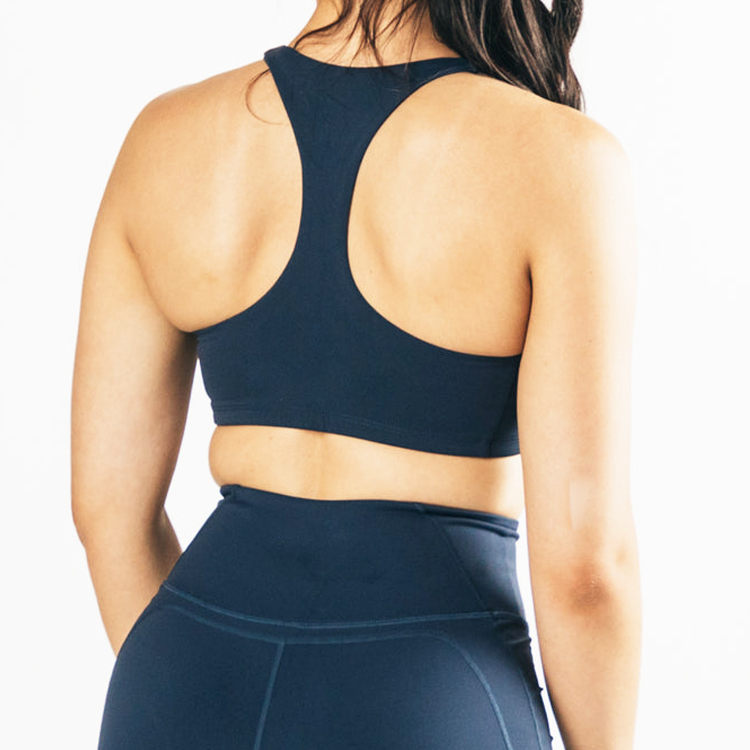 Sweat Wicking Sexy Key Hole Cut Out Racer Back Women High Support Sports Yoga Bra detail pictures