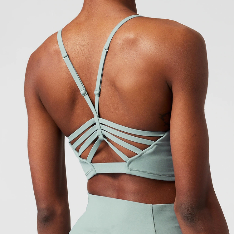 Wholesale Sexy V Neck Adjustable straps Long Line Yoga Push Up Sports Bra For Women detail pictures