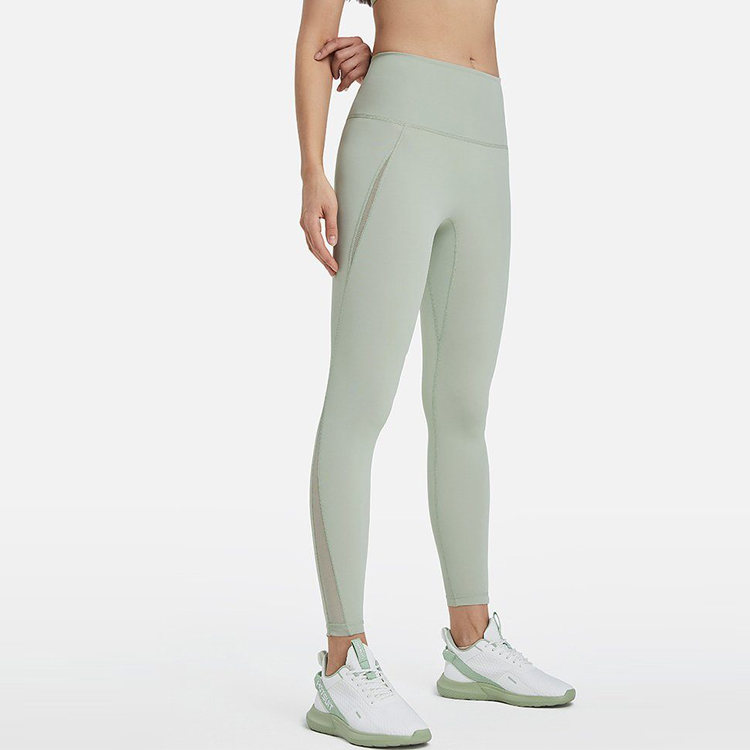 Custom Logo Printing Women Workout Mesh Panel Fitness Yoga Leggings With Waist Pocket detail pictures