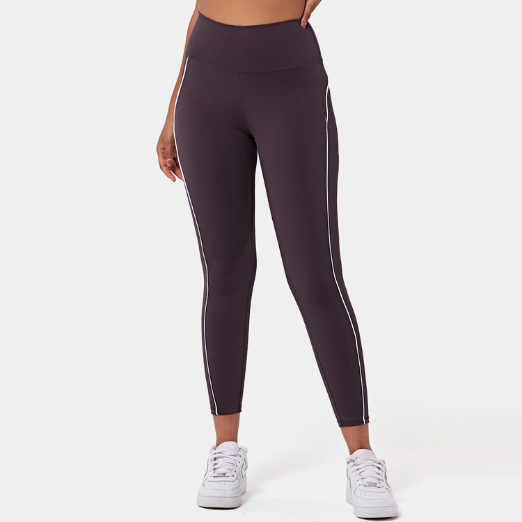 Wholesale Custom High Waist Contrast Trim Tiktok Yoga 7/8 Gym Leggings For Women detail pictures
