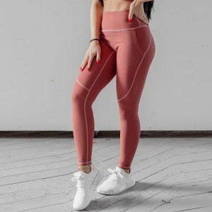 100% Original Factory T Shirts Supplier -
 Wholesale Custom Women High Waist Workout Fitness Compression Ribbed Leggings Yoga Tights With Side Pocket – AIKA