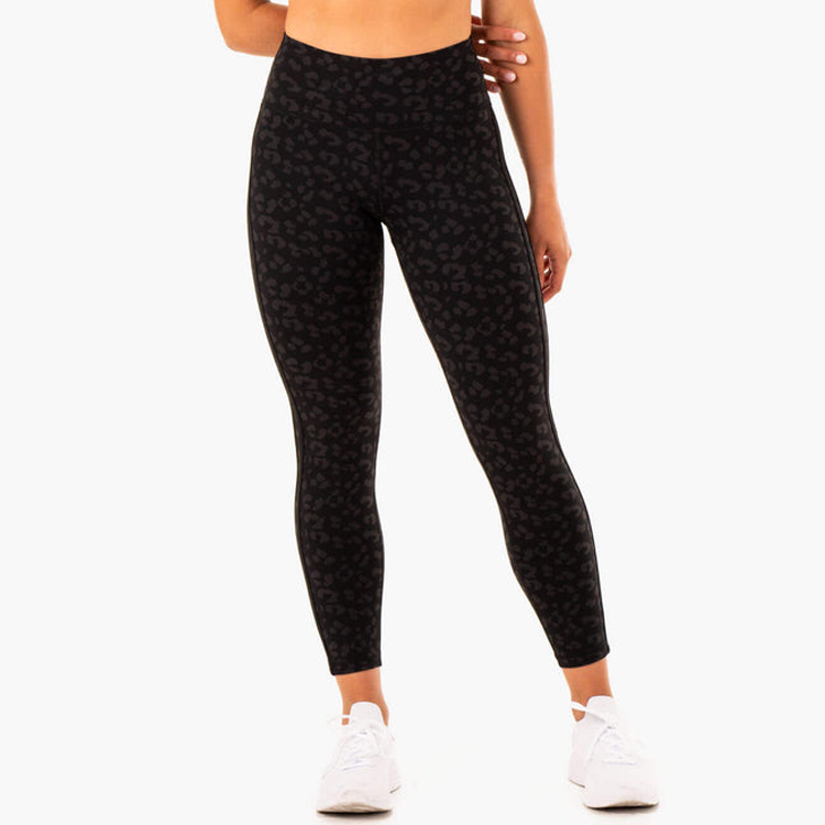 China Manufacture Leopard Printing High Waist Scrunch Gym Tights Yoga Leggings For Women detail pictures