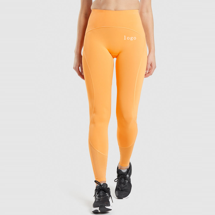 High Waist Mesh Panel No Front Seam Compression Gym Tights Yoga Pants Leggings For Women