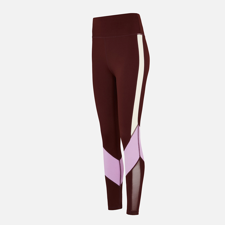 Cheap Price Mesh Panel Color Block Sports Tights High Waist Women Yoga Leggings detail pictures