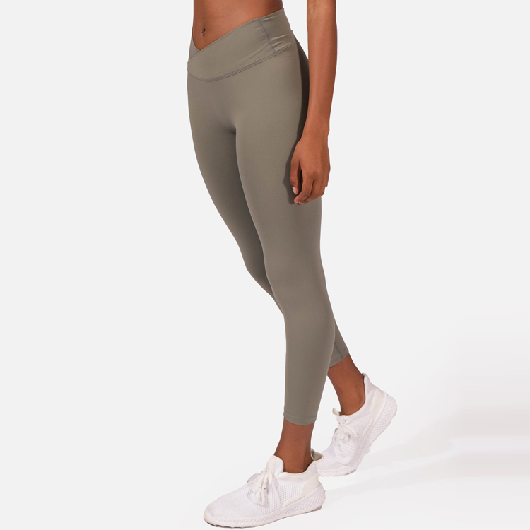 Best Sell Custom Gym Tights Women Fitness Crossover V Waist High Waist Yoga Leggings detail pictures