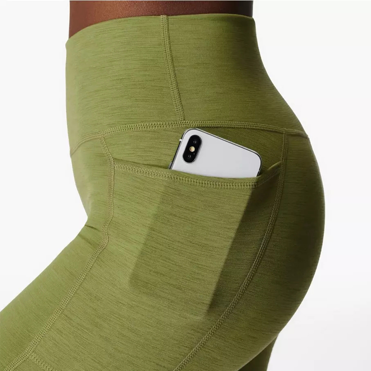 High Quality Fitness Yoga tights High Waist Side Pocket 7/8 Workout Gym Leggings Pants detail pictures