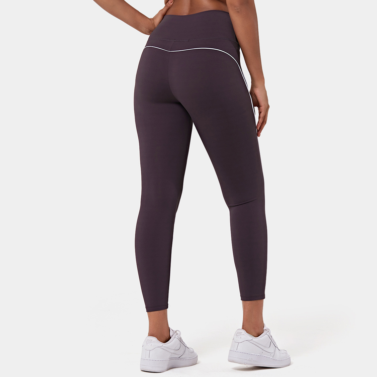 Wholesale Custom High Waist Contrast Trim Tiktok Yoga 7/8 Gym Leggings For Women detail pictures