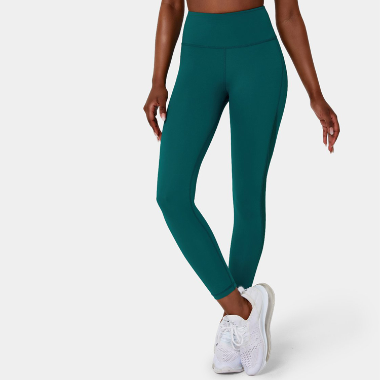 OEM High Waist Contrast Mesh Back Pocket Full Length Compression Yoga Leggings For Women detail pictures