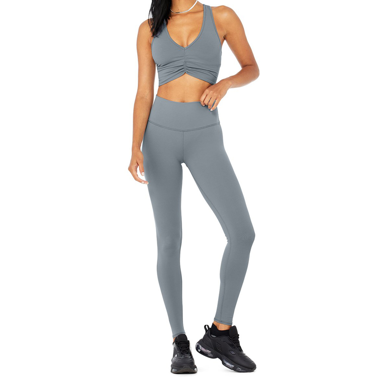 Hot Sell Four Way Stretch Custom Logo High Waist Sports Bra Yoga Set
