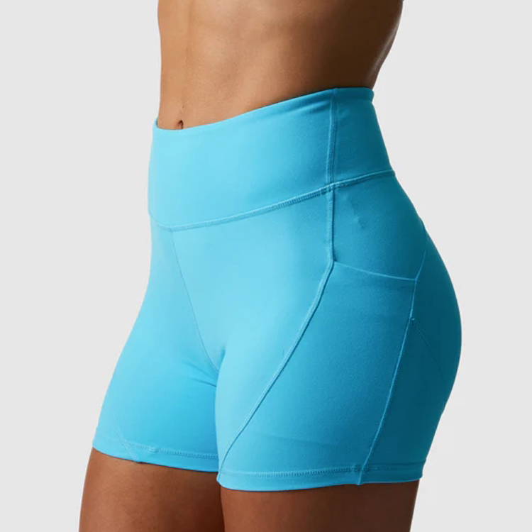 China Factory Custom High Waist Sports Booty Yoga Shorts With Pocket For Women