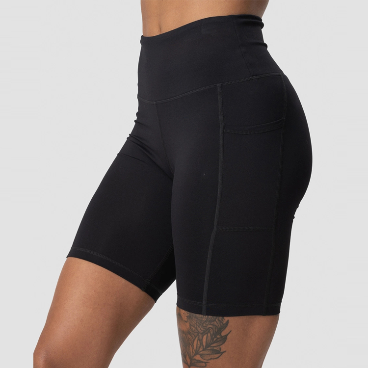 Custom Gym Fitness Workout High Waist Scrunch Pocket Biker Yoga Shorts For Women detail pictures
