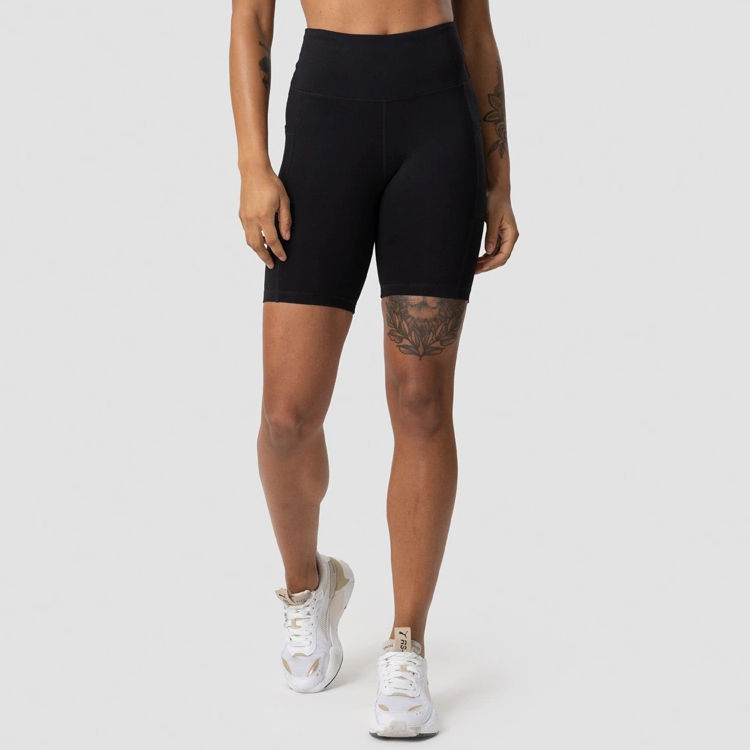 Custom Gym Fitness Workout High Waist Scrunch Pocket Biker Yoga Shorts For Women detail pictures
