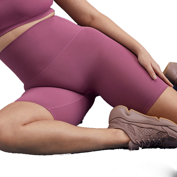 Custom Stretch No Front Seam High Waist Women Compression Yoga Fitness Biker Shorts detail pictures