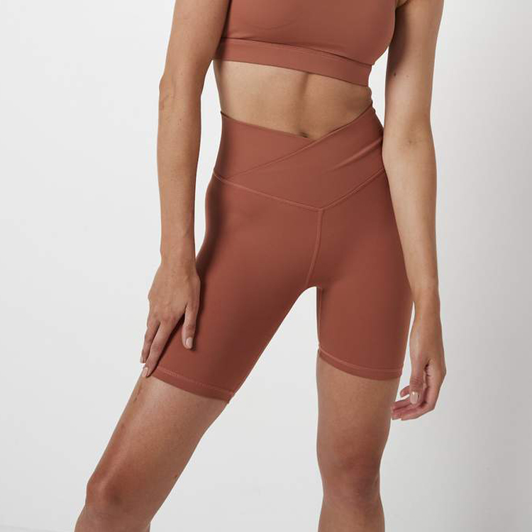 OEM High Quality Cross Waist Workout Gym Fitness Yoga Biker Shorts For Women
