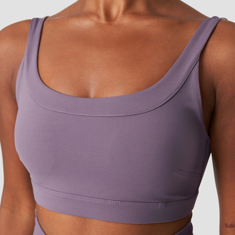 High Quality Four Way Stretch U Neck Design Custom Logo Women Sports Yoga Bra detail pictures
