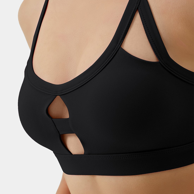 High Support Breathable Sexy Design Cut Out Back Cross Strap Women Custom Sports Bra detail pictures