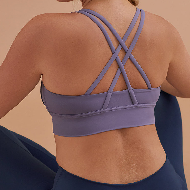 New Fashion Ladies Strappy Back Sports Running Push Up Fitness Yoga Bra For Women detail pictures