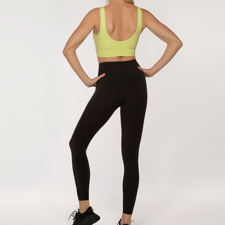 High Quality Sweat Wicking Custom Logo V Neck Women Longline Sports Bra detail pictures