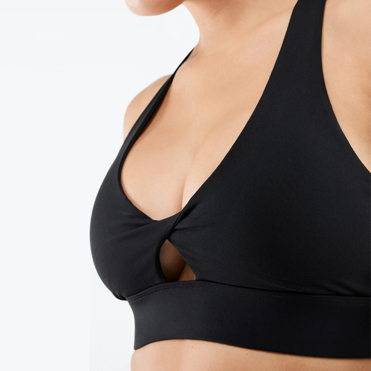 OEM Four Way Stretch Ladies High Impact Front Key Hole Women Twist Yoga Sports Bra detail pictures
