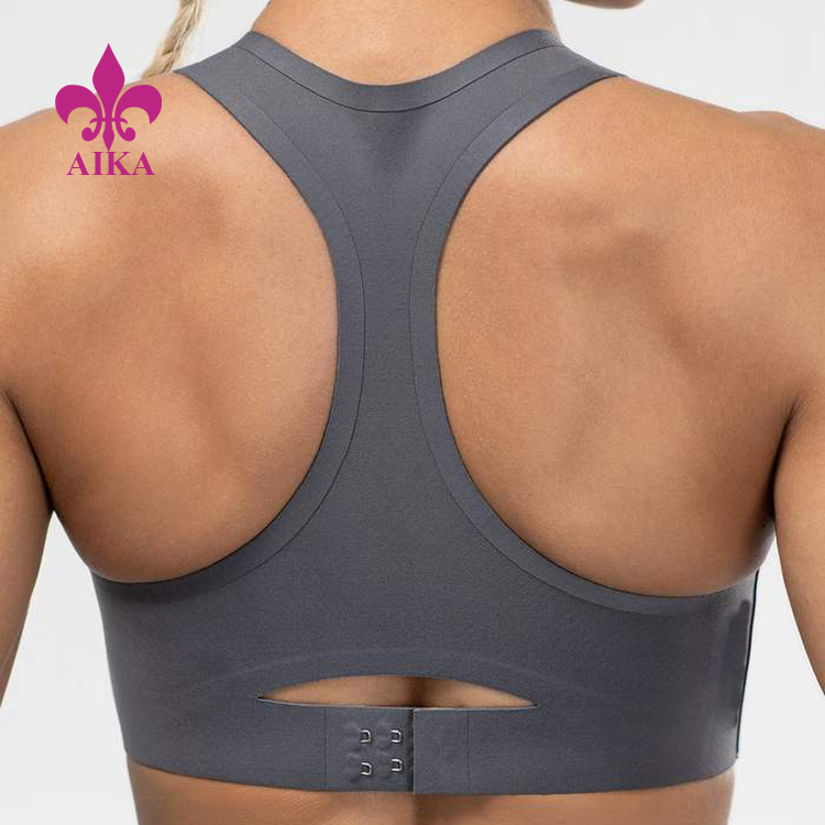 High Quality Four Way Stretch Custom Logo Racer Back Yoga Sports Bra For Women With Hook detail pictures
