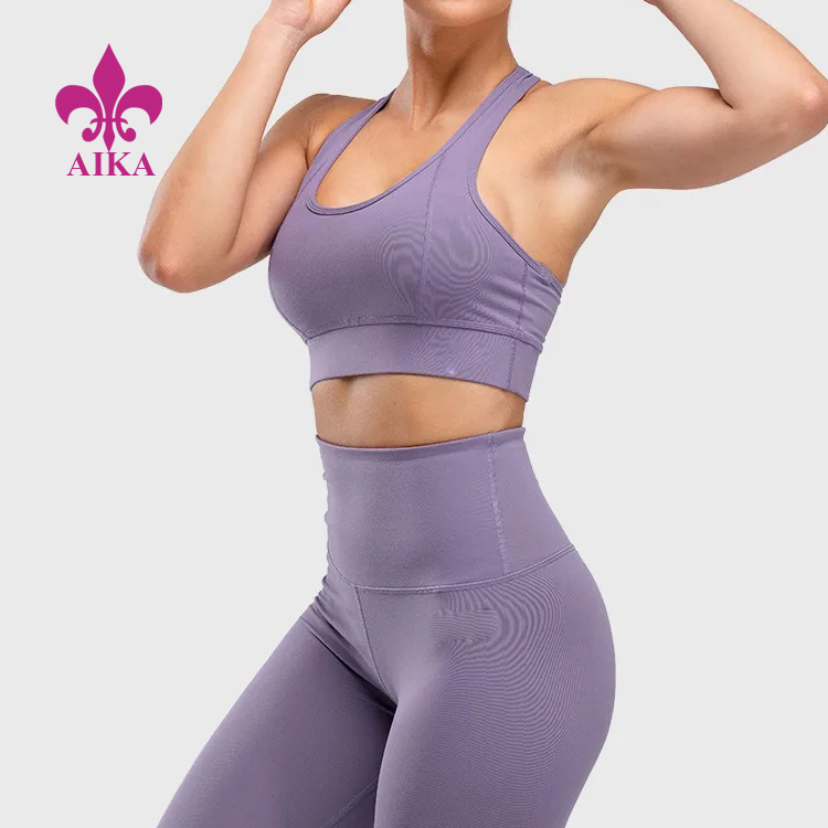 Factory Price High Quality Removable Padded Racer Back Custom Logo Women Yoga Sports Bra detail pictures