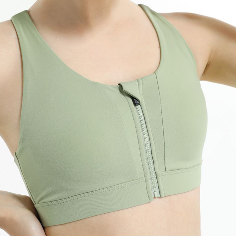 Four Way Stretch Custom Front Zip Up Push Up Fitness Yoga Bra For Women detail pictures