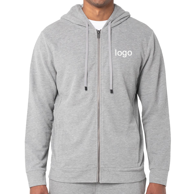 Custom Light Weight 60%Cotton 40%Polyester Workout Sports Plain Full Zip Up Men Gym Hoodies